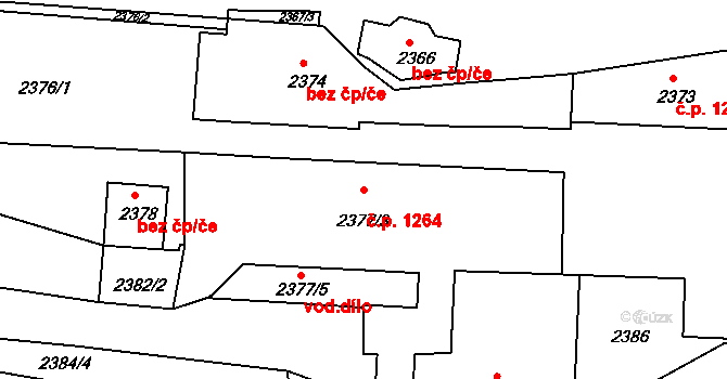 Děčín I-Děčín 1264, Děčín na parcele st. 2377/3 v KÚ Děčín, Katastrální mapa