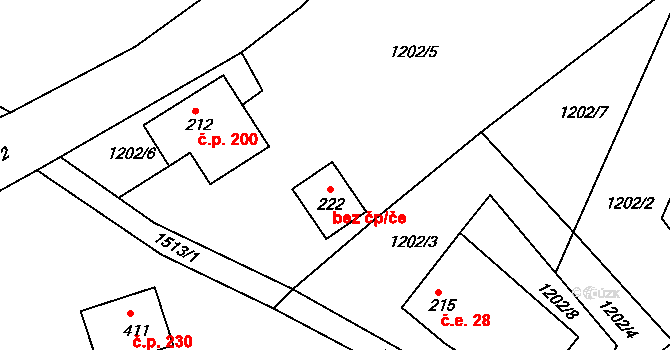 Srbská Kamenice 47270845 na parcele st. 222 v KÚ Srbská Kamenice, Katastrální mapa