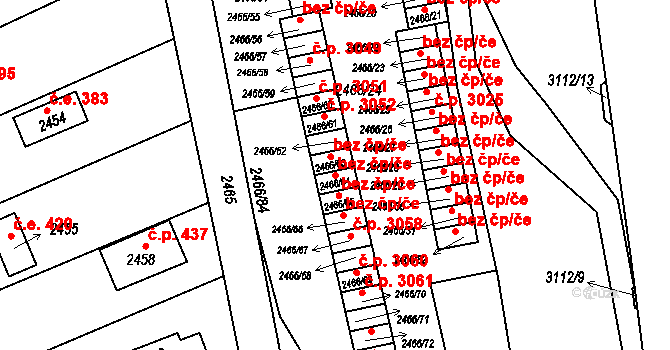 Planá nad Lužnicí 3055 na parcele st. 2466/64 v KÚ Planá nad Lužnicí, Katastrální mapa