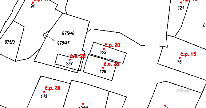 Vranov 20, Ctětín na parcele st. 123 v KÚ Ctětín, Katastrální mapa