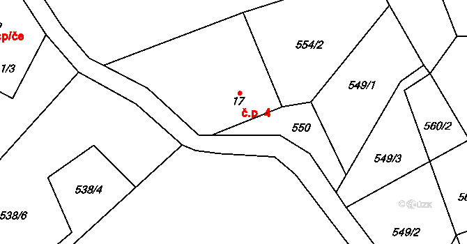 Ruda 4, Krouna na parcele st. 17 v KÚ Čachnov, Katastrální mapa