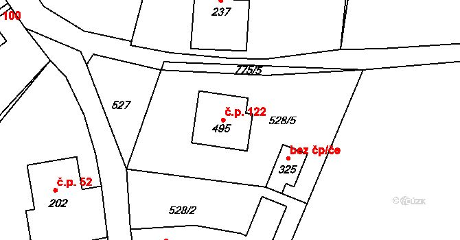 Jistebsko 122, Pěnčín na parcele st. 495 v KÚ Jistebsko, Katastrální mapa