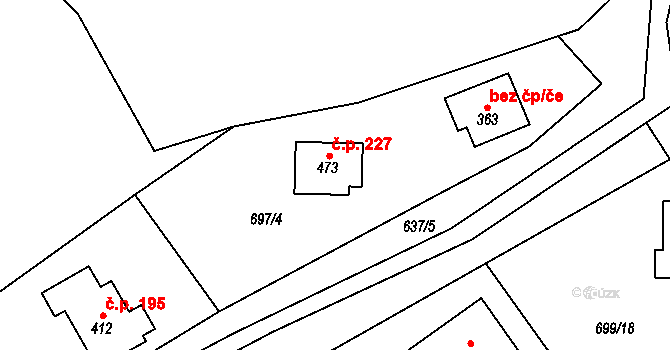 Pístovice 227, Račice-Pístovice na parcele st. 473 v KÚ Pístovice, Katastrální mapa