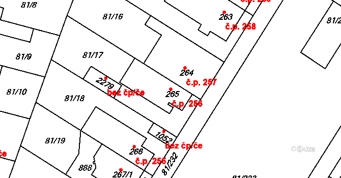 Lobeček 256, Kralupy nad Vltavou na parcele st. 265 v KÚ Lobeček, Katastrální mapa