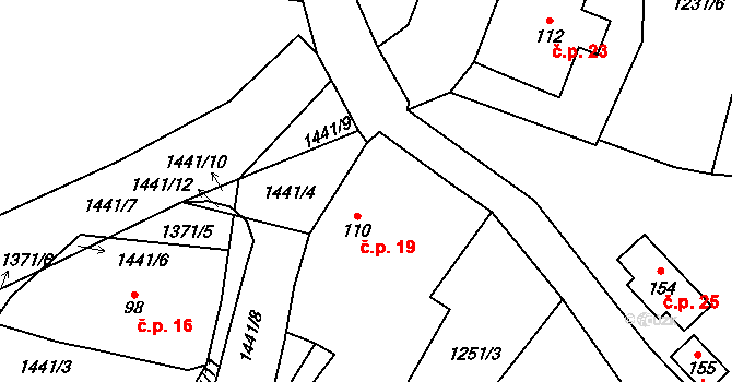 Nuzbely 19, Radenín na parcele st. 110 v KÚ Hroby, Katastrální mapa