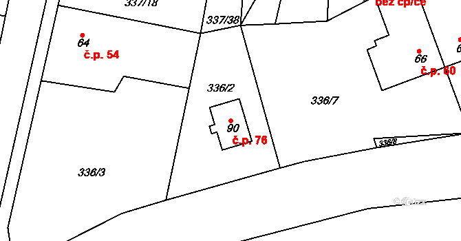 Rudka 76, Kunštát na parcele st. 90 v KÚ Rudka u Kunštátu, Katastrální mapa