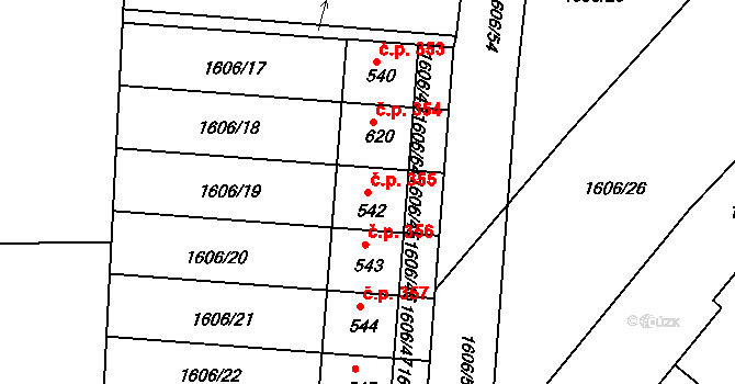 Merklín 355 na parcele st. 542 v KÚ Merklín u Přeštic, Katastrální mapa