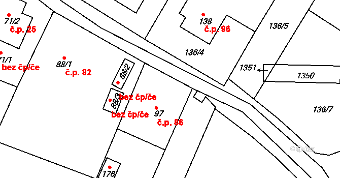 Vepříkov 86 na parcele st. 97 v KÚ Vepříkov, Katastrální mapa