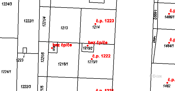 Slavkov u Brna 102444846 na parcele st. 1215/2 v KÚ Slavkov u Brna, Katastrální mapa