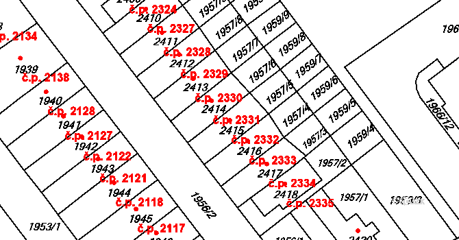 Kroměříž 2332 na parcele st. 2415 v KÚ Kroměříž, Katastrální mapa
