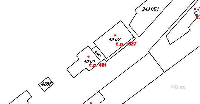 Lipník nad Bečvou I-Město 401, Lipník nad Bečvou na parcele st. 493/1 v KÚ Lipník nad Bečvou, Katastrální mapa
