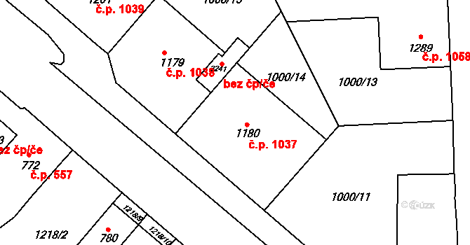 Lipník nad Bečvou I-Město 1037, Lipník nad Bečvou na parcele st. 1180 v KÚ Lipník nad Bečvou, Katastrální mapa
