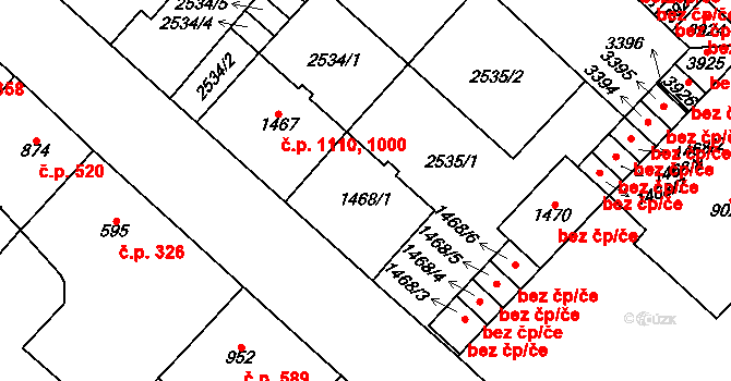 Čáslav-Nové Město 1000, Čáslav na parcele st. 1468/1 v KÚ Čáslav, Katastrální mapa