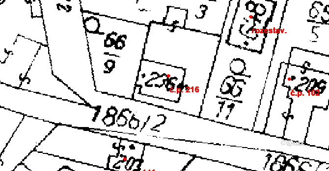 Přerov nad Labem 216 na parcele st. 236 v KÚ Přerov nad Labem, Katastrální mapa