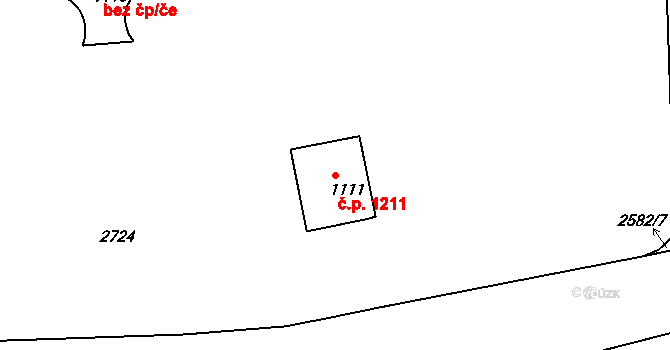 Ostrov 1211 na parcele st. 1111 v KÚ Ostrov nad Ohří, Katastrální mapa