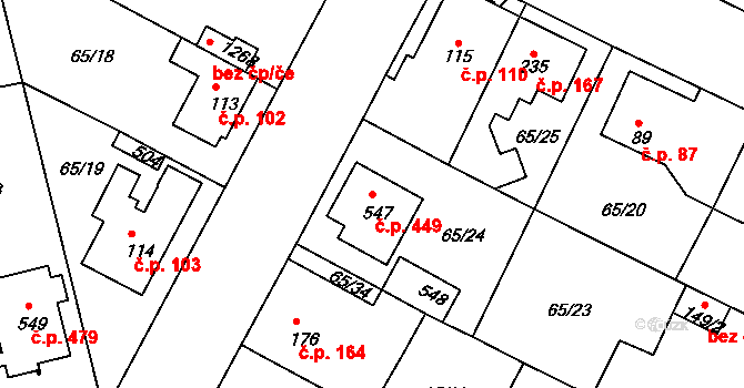 Zeleneč 449 na parcele st. 547 v KÚ Zeleneč, Katastrální mapa