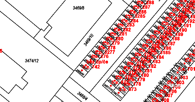 Vyškov-Předměstí 278, Vyškov na parcele st. 3468/44 v KÚ Vyškov, Katastrální mapa