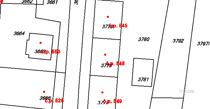 Mimoň I 548, Mimoň na parcele st. 3778 v KÚ Mimoň, Katastrální mapa