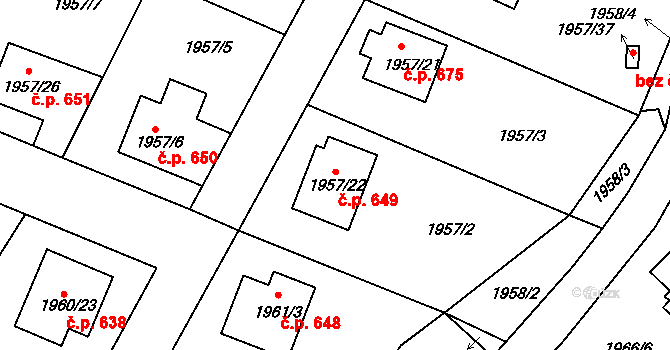 Semily 649 na parcele st. 1957/22 v KÚ Semily, Katastrální mapa