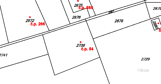 Město 84, Orlová na parcele st. 2738 v KÚ Orlová, Katastrální mapa