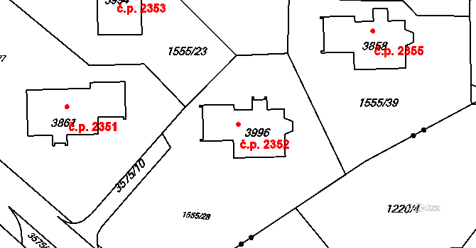 Rožnov pod Radhoštěm 2352 na parcele st. 3996 v KÚ Rožnov pod Radhoštěm, Katastrální mapa