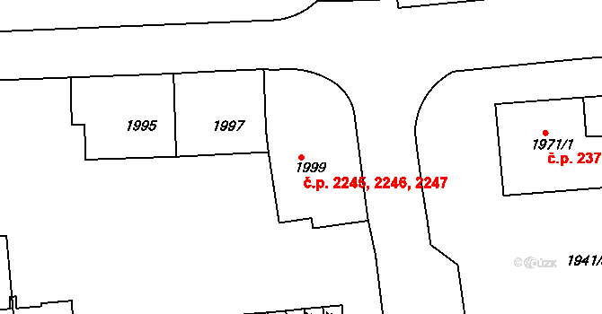 Ústí nad Labem-centrum 2245,2246,2247, Ústí nad Labem na parcele st. 1999 v KÚ Ústí nad Labem, Katastrální mapa