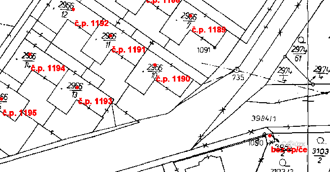 Poděbrady III 1190, Poděbrady na parcele st. 2966/10 v KÚ Poděbrady, Katastrální mapa
