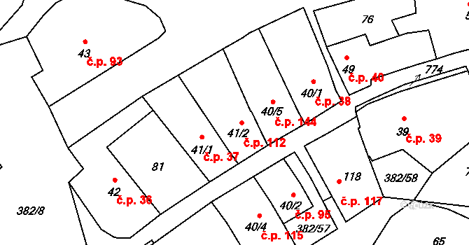 Dukovany 112 na parcele st. 41/2 v KÚ Dukovany, Katastrální mapa