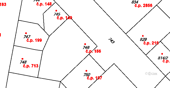 Žižkov 156, Praha na parcele st. 746 v KÚ Žižkov, Katastrální mapa