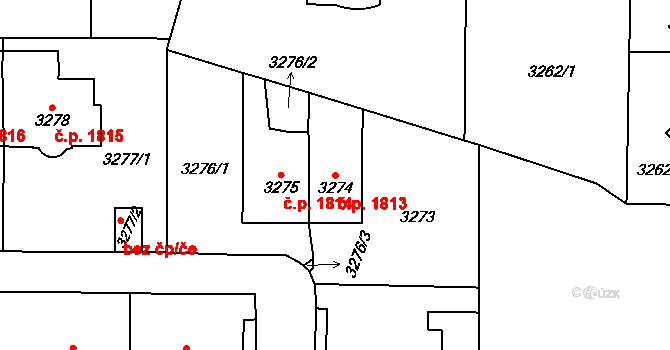 Vinohrady 1813, Praha na parcele st. 3274 v KÚ Vinohrady, Katastrální mapa