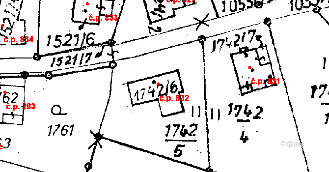 Rychnov u Jablonce nad Nisou 832 na parcele st. 1742/6 v KÚ Rychnov u Jablonce nad Nisou, Katastrální mapa