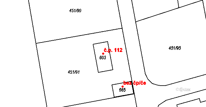 Svinaře 112 na parcele st. 603 v KÚ Svinaře, Katastrální mapa