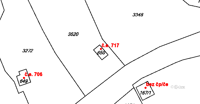 Zbirohy 717, Koberovy na parcele st. 650 v KÚ Besedice, Katastrální mapa