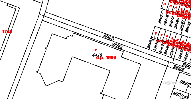Čelákovice 1999 na parcele st. 4418 v KÚ Čelákovice, Katastrální mapa