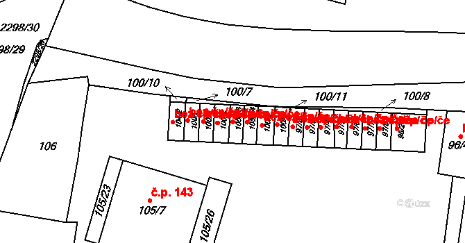 Březnice 38617846 na parcele st. 105/13 v KÚ Březnice, Katastrální mapa