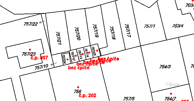 Hronov 40103846 na parcele st. 757/25 v KÚ Hronov, Katastrální mapa