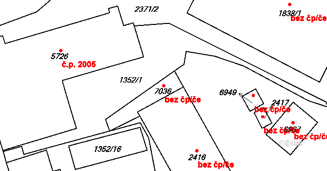 Cheb 40265846 na parcele st. 7036 v KÚ Cheb, Katastrální mapa