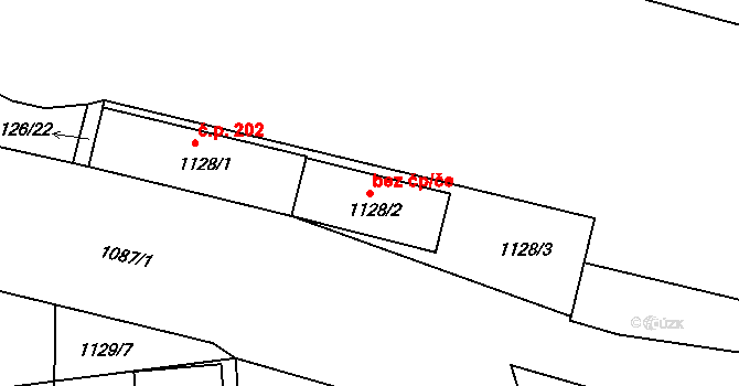 Liberec 40821846 na parcele st. 1128/2 v KÚ Horní Růžodol, Katastrální mapa