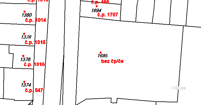 Slavkov u Brna 42244846 na parcele st. 1695 v KÚ Slavkov u Brna, Katastrální mapa