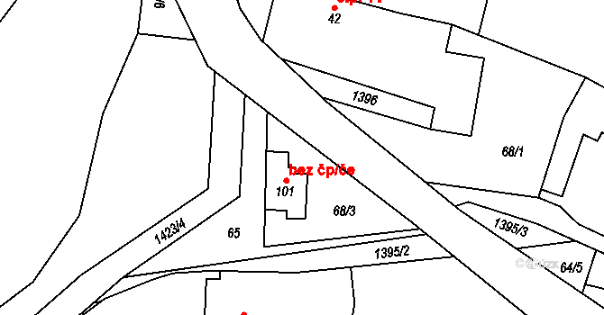 Libež 45392846 na parcele st. 101 v KÚ Libež, Katastrální mapa