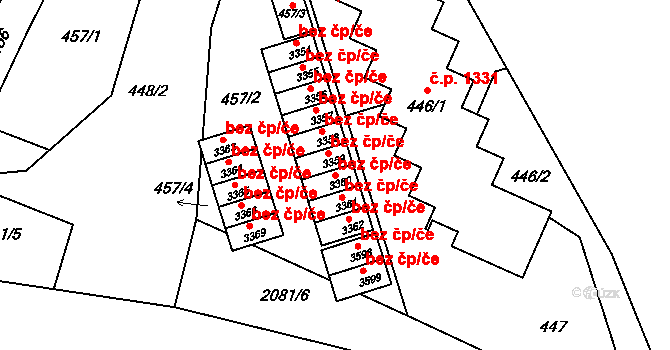 Třinec 46474846 na parcele st. 3360 v KÚ Lyžbice, Katastrální mapa
