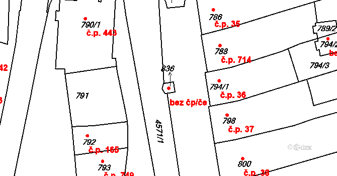 Vlčnov 47608846 na parcele st. 836 v KÚ Vlčnov, Katastrální mapa
