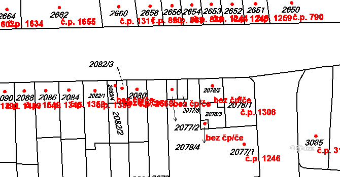 Brno 49419846 na parcele st. 2077/2 v KÚ Židenice, Katastrální mapa