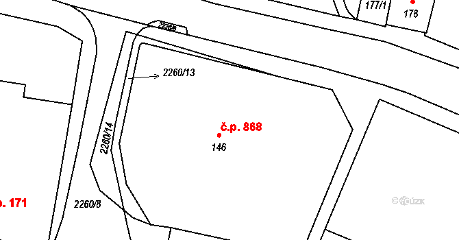 Lišov 50182846 na parcele st. 146 v KÚ Lišov, Katastrální mapa