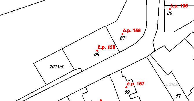 Hrochův Týnec 158 na parcele st. 68 v KÚ Hrochův Týnec, Katastrální mapa