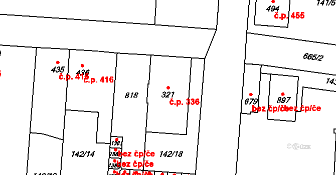 Slatiňany 336 na parcele st. 321 v KÚ Slatiňany, Katastrální mapa