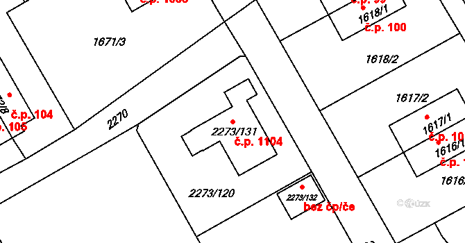 Šluknov 1104 na parcele st. 2273/131 v KÚ Šluknov, Katastrální mapa