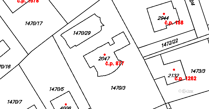 Beroun-Město 877, Beroun na parcele st. 2047 v KÚ Beroun, Katastrální mapa
