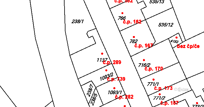 Beroun-Závodí 289, Beroun na parcele st. 1137 v KÚ Beroun, Katastrální mapa