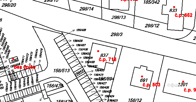 Chýně 718 na parcele st. 837 v KÚ Chýně, Katastrální mapa